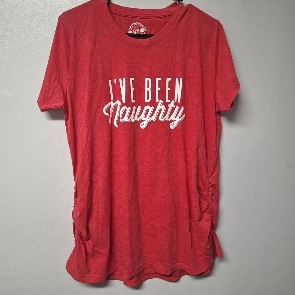 Ive Been Naughty Maternity Shirt Christmas‎ Pregnancy Announcement Womens Large